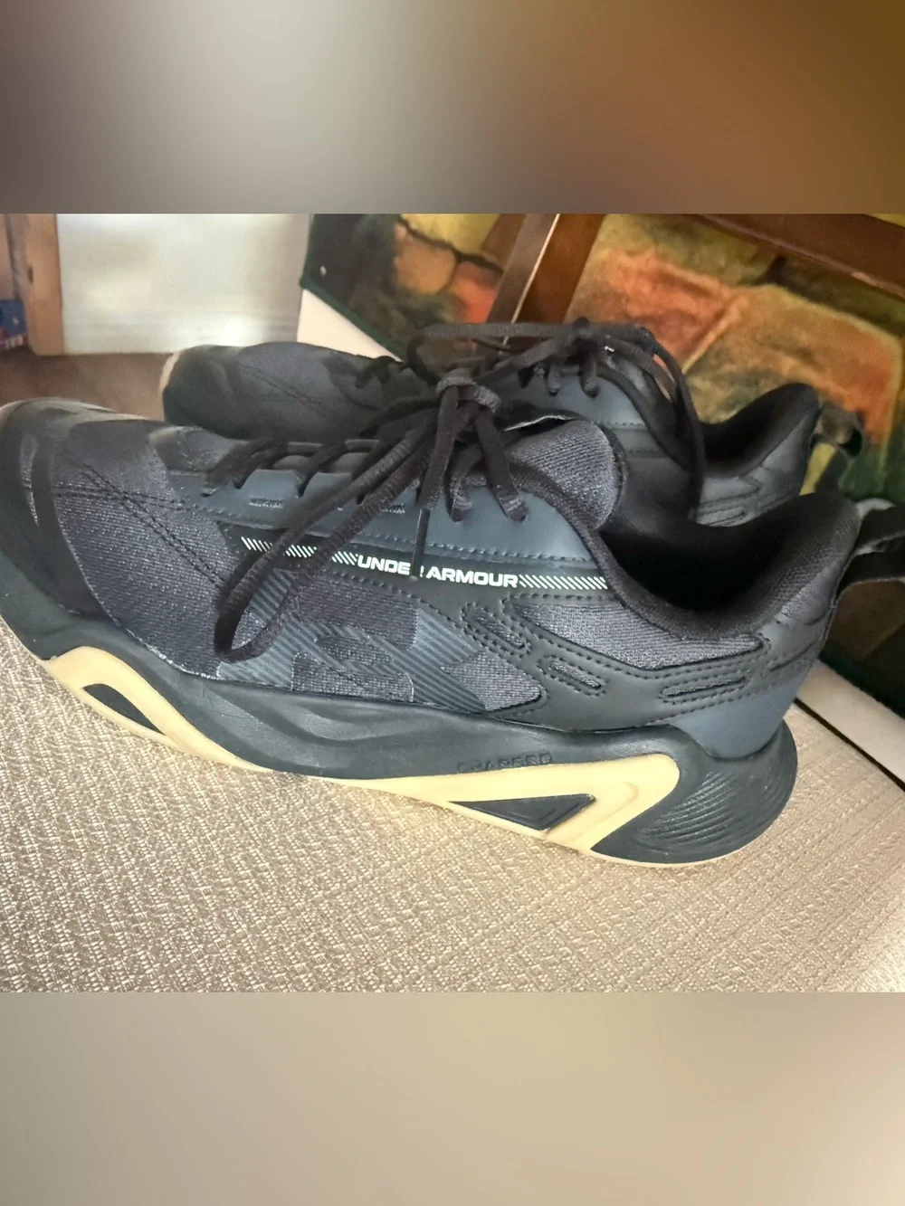 Under Armour charge commit TR size Men’s Black Sneakers with Gum Sole size 10